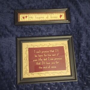 Red and Cream Needlepoint In Black Frame Home Accent Set